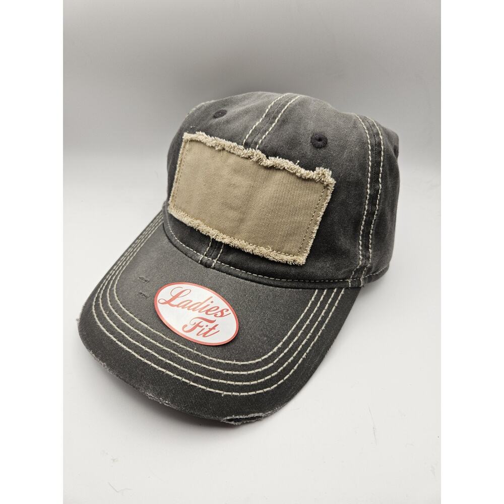 Women's‎ Fit Outdoor Cap Snapback Distressed Hat - Charcoal Adjustable NWOT